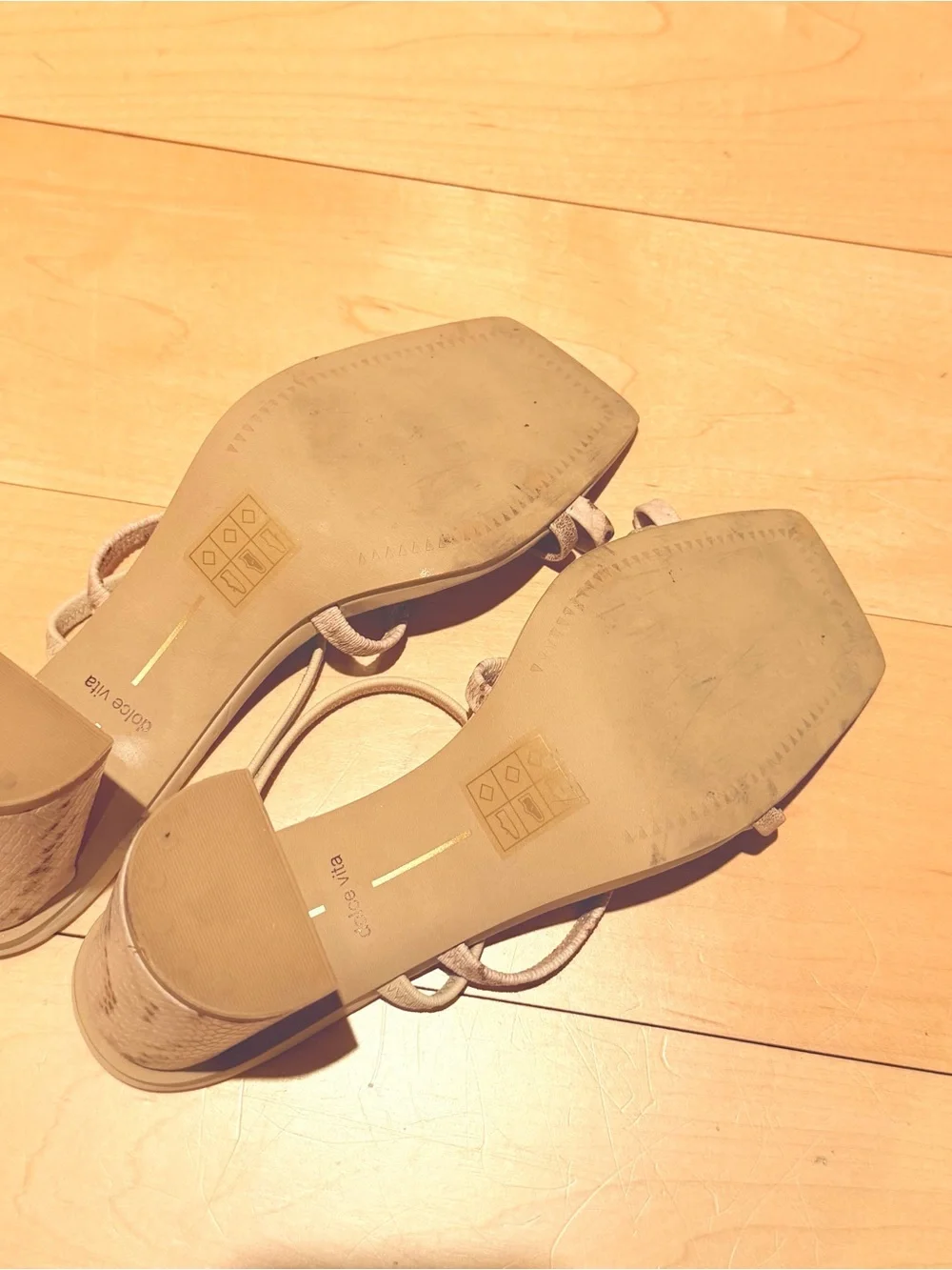 Dolce Vita Prisma- Strappy Metallic Cream Block Heel Sandals - 8